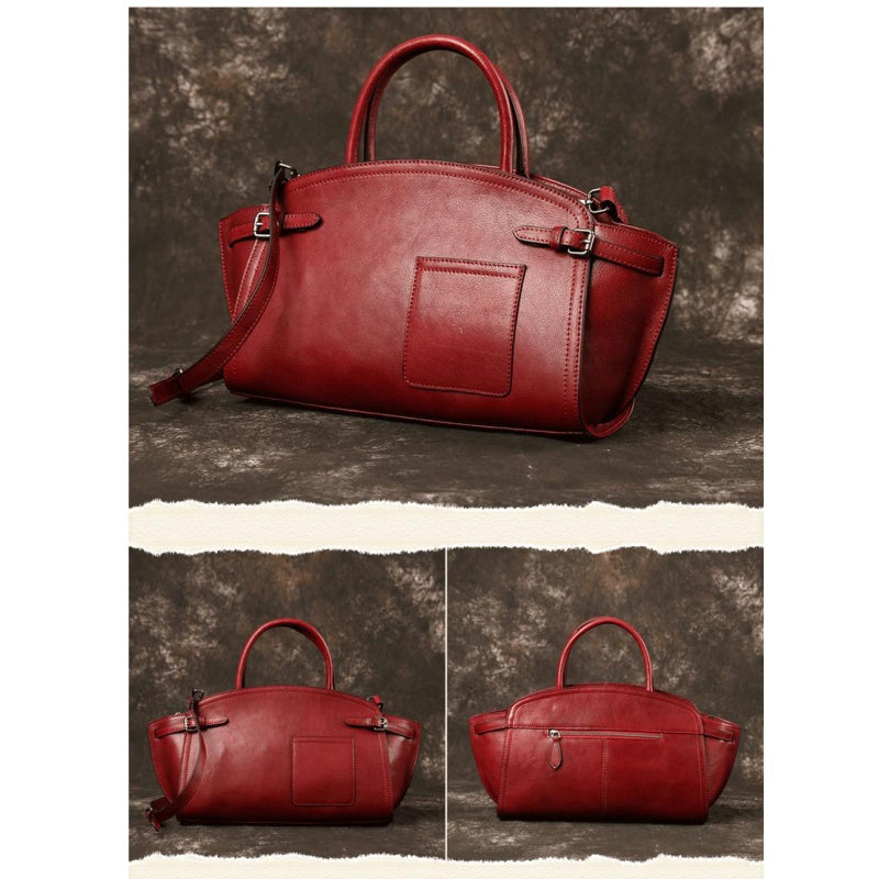 GOKA & MESCHÉ Premium Leather Tote Handbag – Top-Grain Leather with Classic Side Buckle Design (G-&-M Collection)
