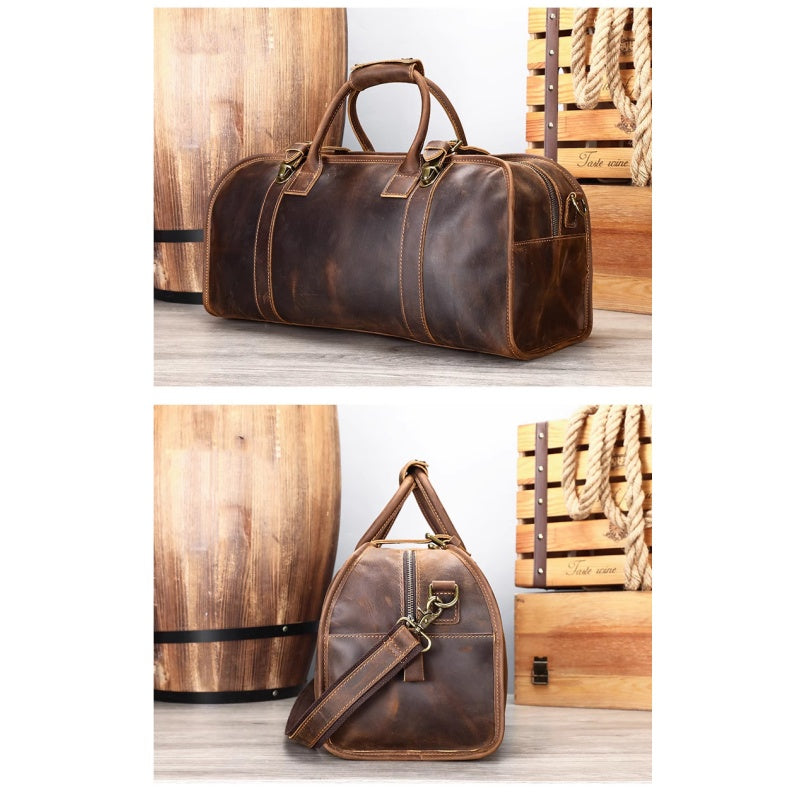 GOKA & MESCHÉ Lightweight Sports Tote – Waterproof Weekend Gear Organizer Bag (Dark Brown)