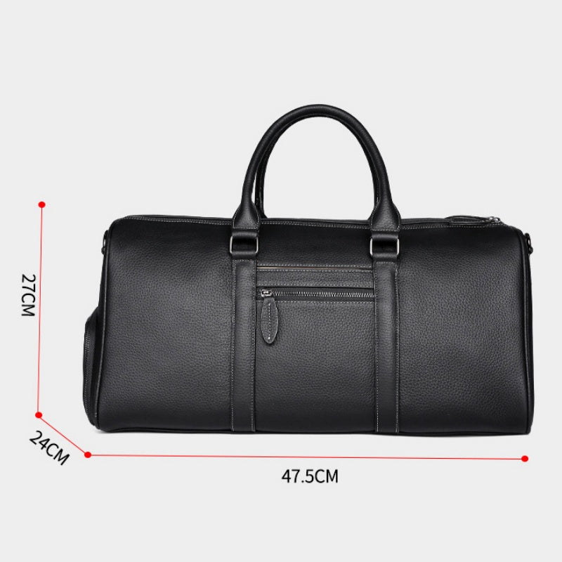 GOKA & MESCHÉ Classic Carryall – Full-Grain Leather Overnight Tote with Shoulder Strap