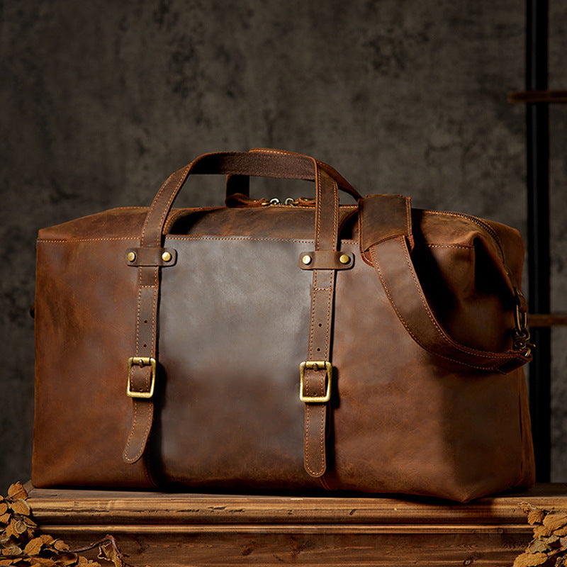 GOKA & MESCHÉ Adventure Duffel – Rugged Canvas & Leather Trim Travel Organizer Bag (Brown)