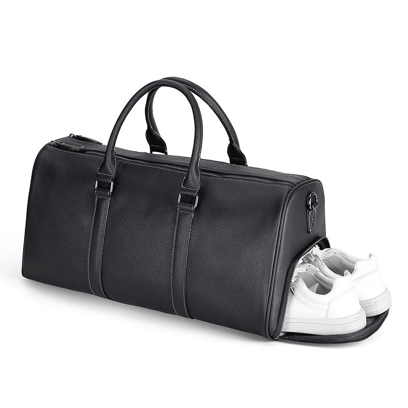GOKA & MESCHÉ Classic Carryall – Full-Grain Leather Overnight Tote with Shoulder Strap