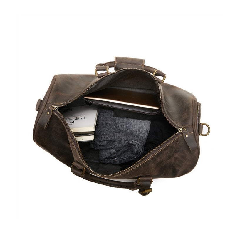 GOKA & MESCHÉ Large Capacity Travel Gym Bag – Overnight Cabin Tote for Men & Women (Brown)