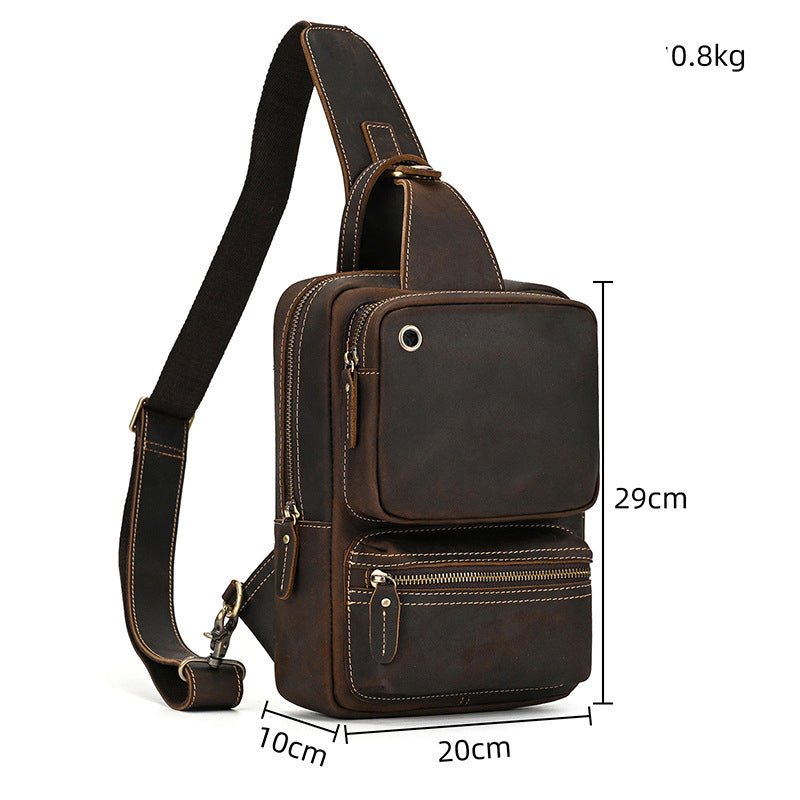 GOKA & MESCHÉ Full-Grain Leather Chest Bag – Premium Cowhide Crossbody Sling for Travel & Everyday Use