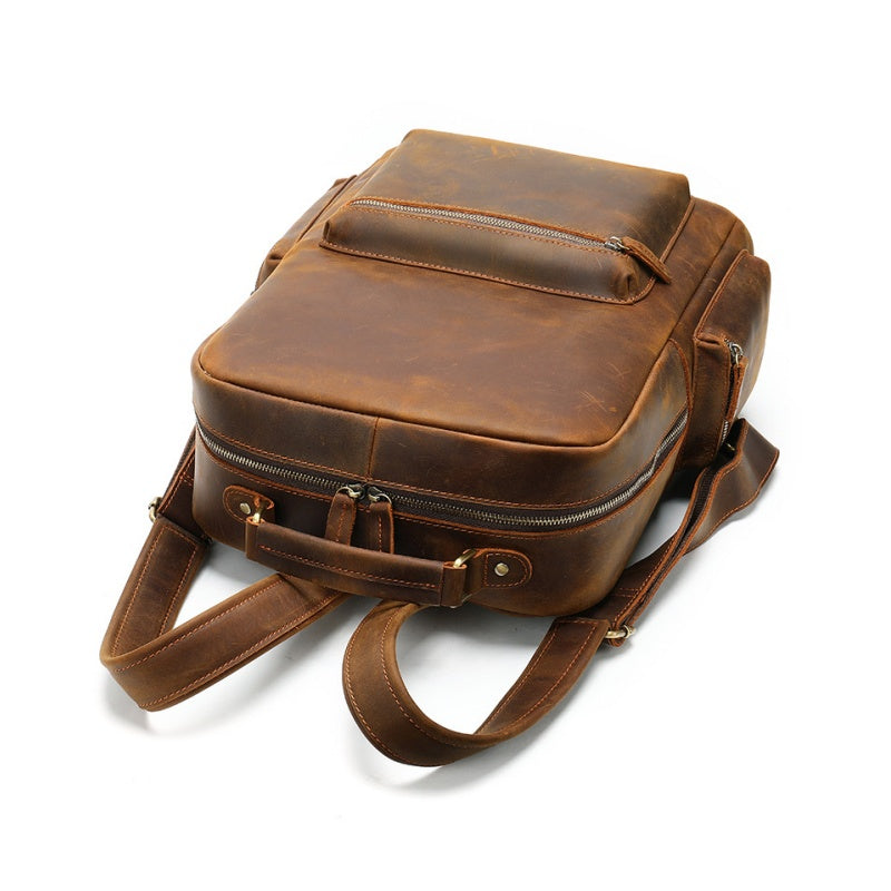 GOKA & MESCHÉ Premium Full-Grain Leather Backpack – Luxury Cowhide Bag for Travel, Business & Everyday Elegance