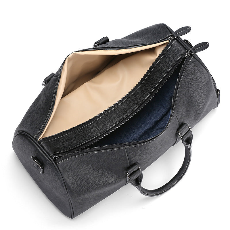 GOKA & MESCHÉ Classic Carryall – Full-Grain Leather Overnight Tote with Shoulder Strap