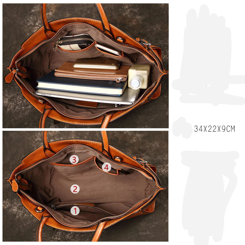 GOKA & MESCHÉ Premium Leather Tote Handbag – Top-Grain Leather with Classic Side Buckle Design (G-&-M Collection)