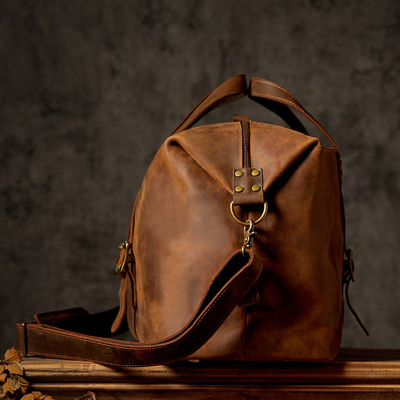 GOKA & MESCHÉ Adventure Duffel – Rugged Canvas & Leather Trim Travel Organizer Bag (Brown)