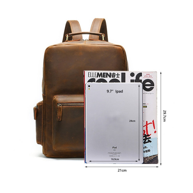 GOKA & MESCHÉ Premium Full-Grain Leather Backpack – Luxury Cowhide Bag for Travel, Business & Everyday Elegance