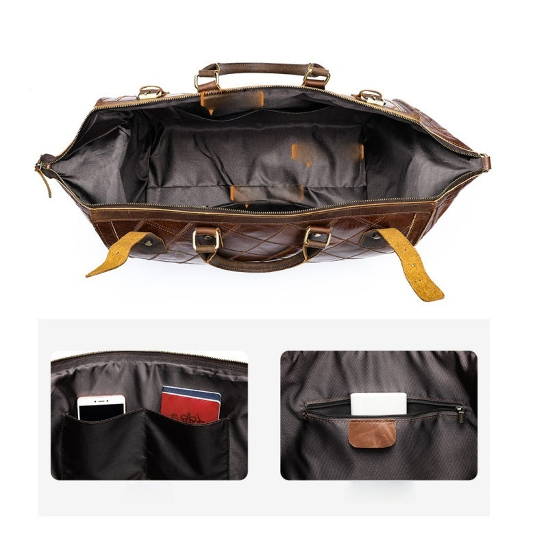 GOKA & MESCHÉ Luxury Weekender Bag – Handmade Leather Tote for Travel, Sports & Business (Luxury Brown)