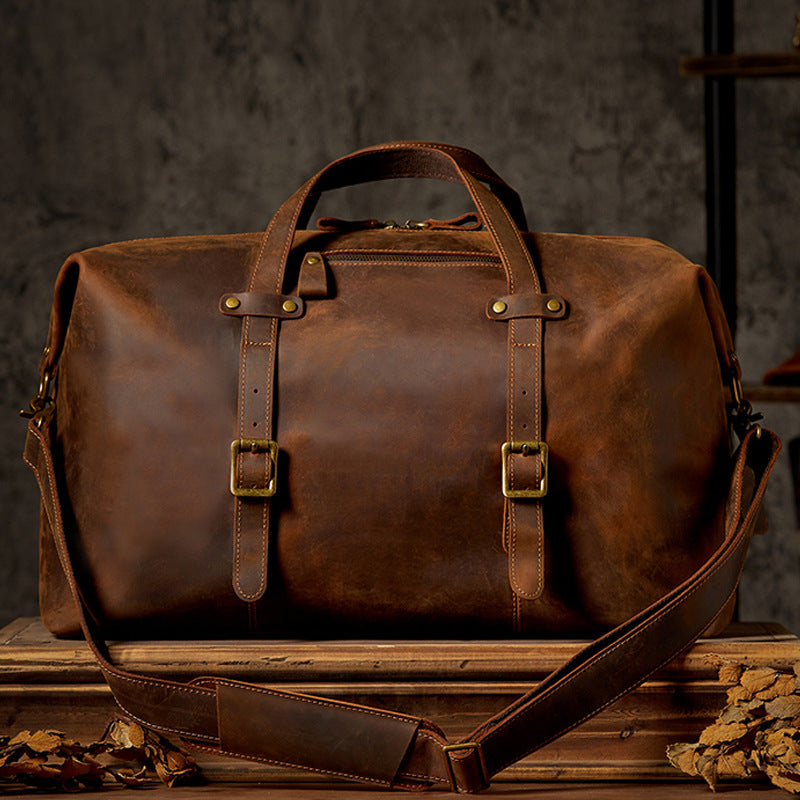 GOKA & MESCHÉ Adventure Duffel – Rugged Canvas & Leather Trim Travel Organizer Bag (Brown)