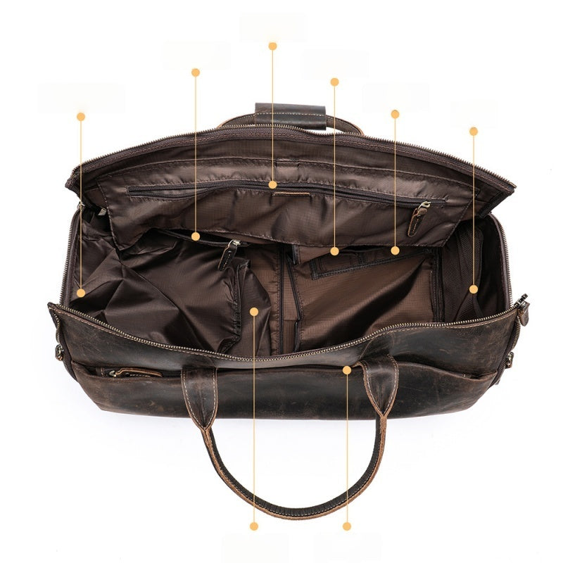 GOKA & MESCHÉ Lightweight Sports Tote – Waterproof Weekend Gear Organizer Bag (Dark Brown)