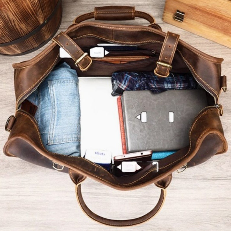 GOKA & MESCHÉ Lightweight Sports Tote – Waterproof Weekend Gear Organizer Bag (Dark Brown)
