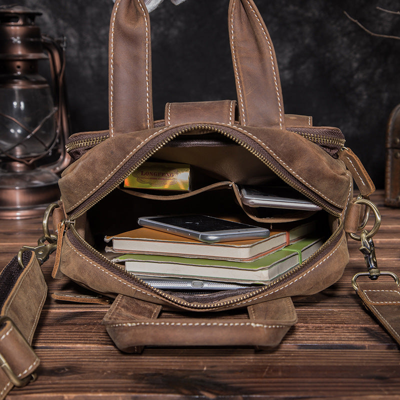 Full Grain Leather Side Strap cross body Unisex Bag