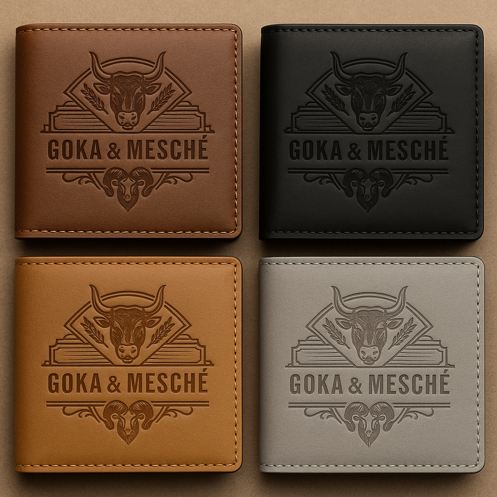 GOKA & MESCHÉ Signature Full-Grain Premium Leather Wallet – Embossed Logo, Timeless Luxury