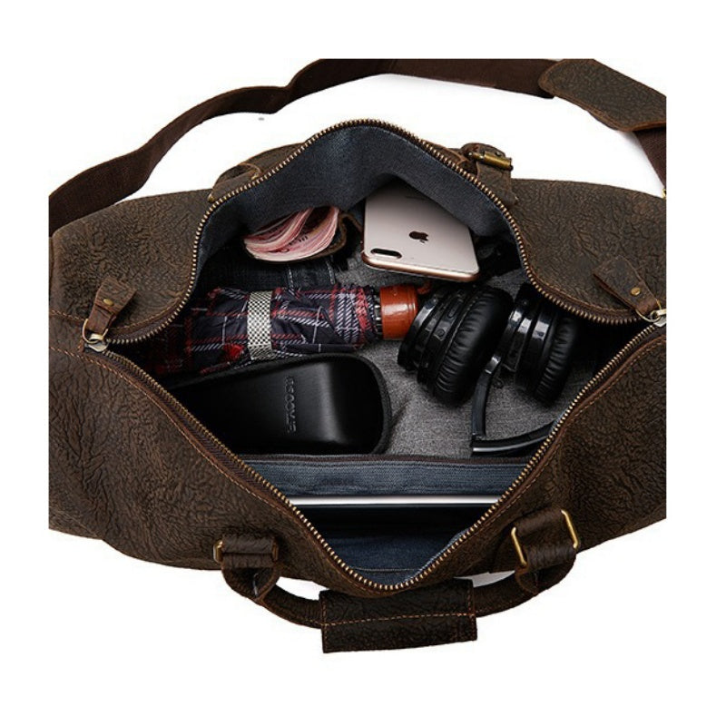 GOKA & MESCHÉ Luxury Full-Grain Leather Duffle Bag – Premium Cowhide Weekender & Travel Bag
