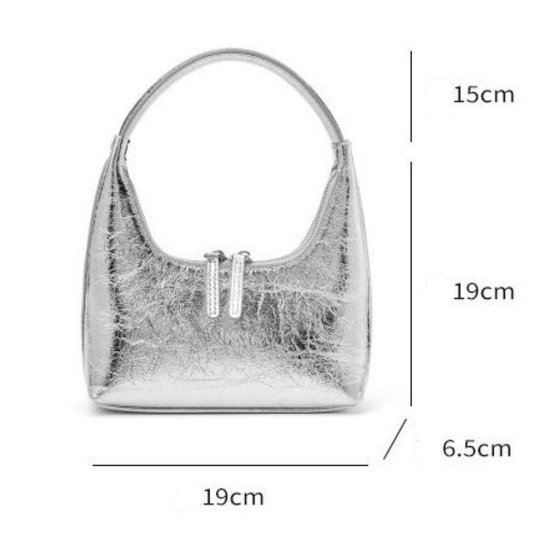 GOKA & MESCHÉ Mini Patent Leather Hobo Shoulder Bag – Small Crescent Shape Purse with Double Zip