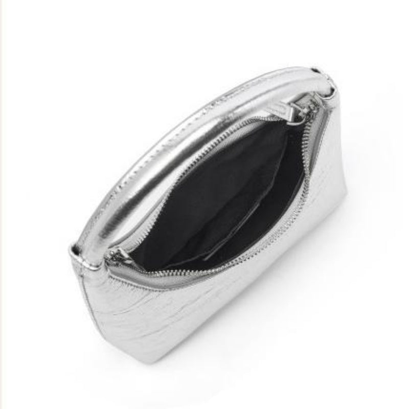 GOKA & MESCHÉ Mini Patent Leather Hobo Shoulder Bag – Small Crescent Shape Purse with Double Zip