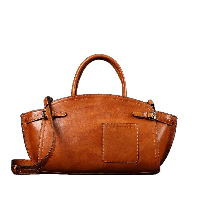 GOKA & MESCHÉ Premium Leather Tote Handbag – Top-Grain Leather with Classic Side Buckle Design (G-&-M Collection)