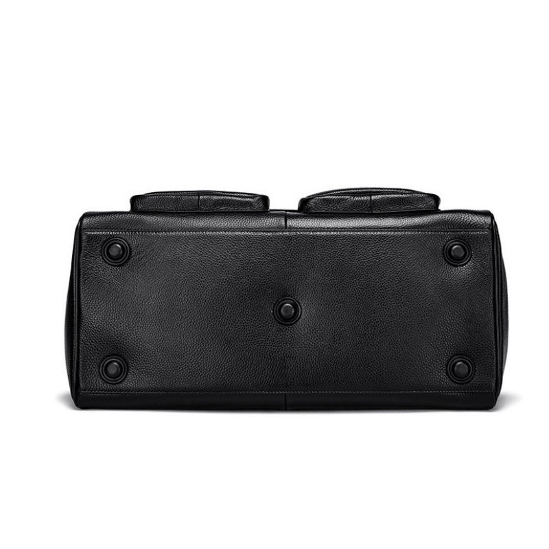 GOKA & MESCHÉ Premium Overnight Tote – Elegant Leather Carry-On Bag for Men and Women (Jet Black)