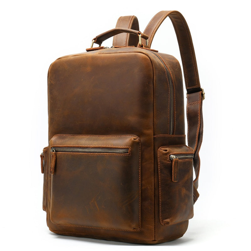 GOKA & MESCHÉ Premium Full-Grain Leather Backpack – Luxury Cowhide Bag for Travel, Business & Everyday Elegance