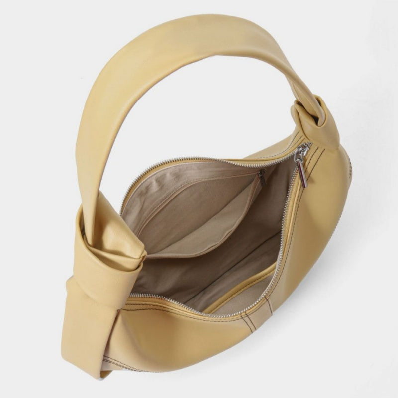 GOKA & MESCHÉ Classic Hobo Shoulder Bag – Genuine Top-Grain Leather Crescent Design (Beige or Black)