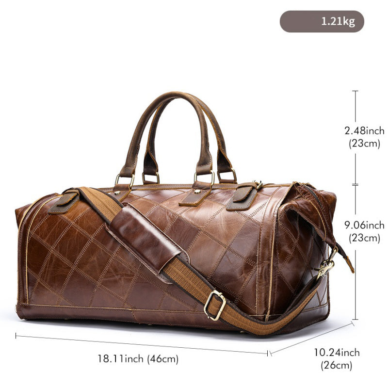 GOKA & MESCHÉ Luxury Weekender Bag – Handmade Leather Tote for Travel, Sports & Business (Luxury Brown)