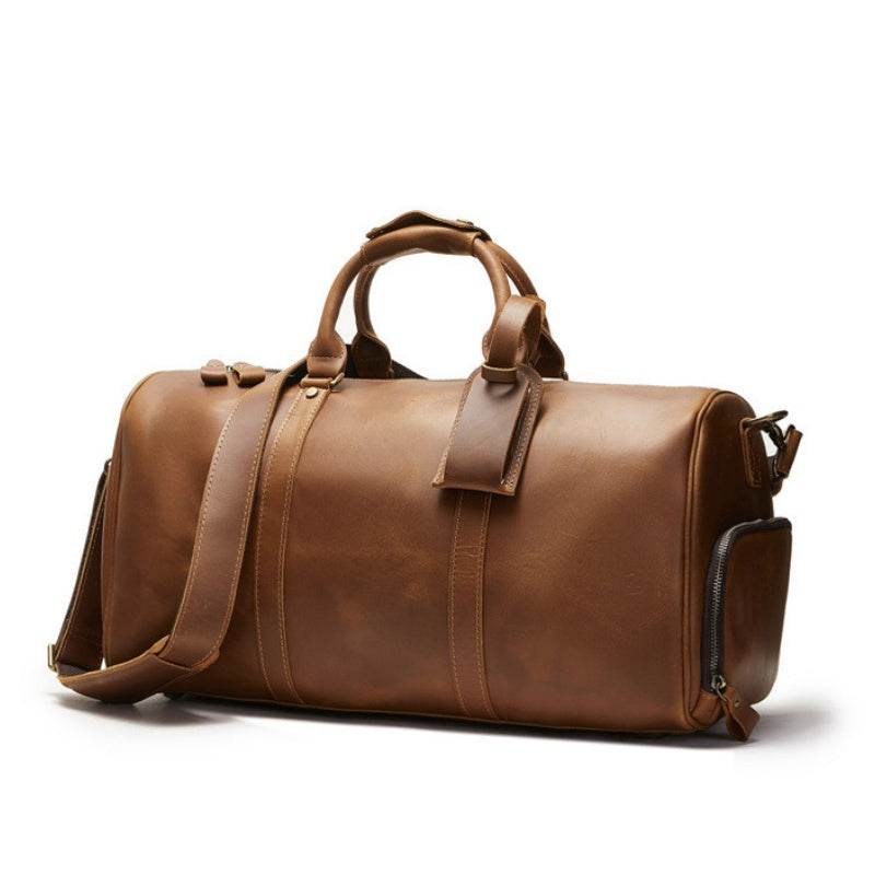 GOKA & MESCHÉ Large Capacity Travel Gym Bag – Overnight Cabin Tote for Men & Women (Brown)
