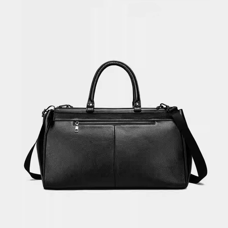 GOKA & MESCHÉ Premium Overnight Tote – Elegant Leather Carry-On Bag for Men and Women (Jet Black)