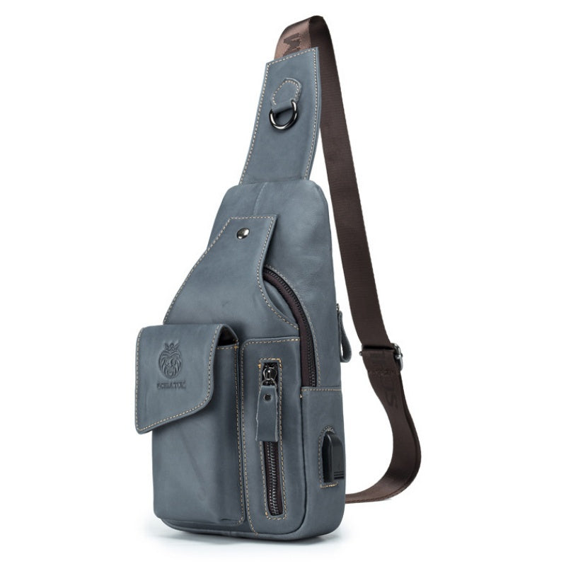 GOKA & MESCHÉ Full-Grain Premium Leather Chest Bag – Luxury Cowhide Crossbody Sling for Travel & Daily Use