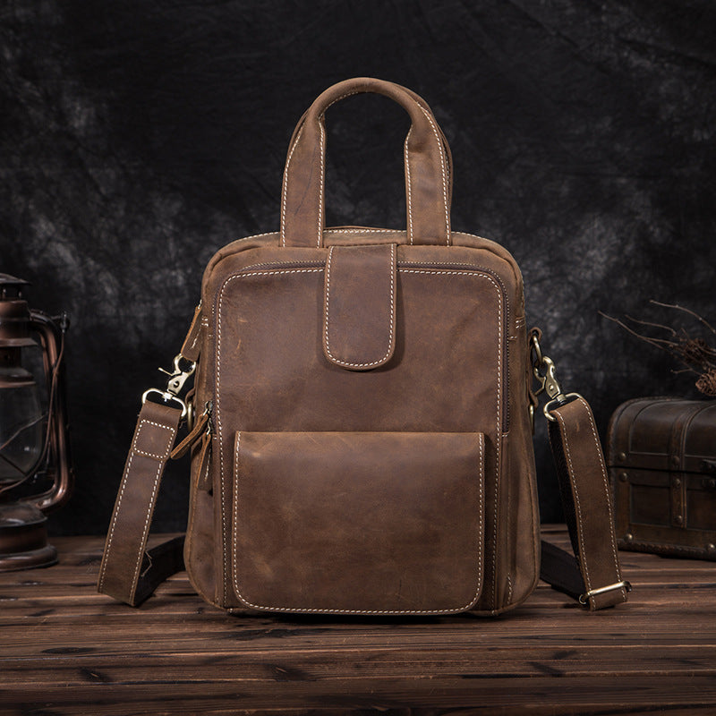 Full Grain Leather Side Strap cross body Unisex Bag