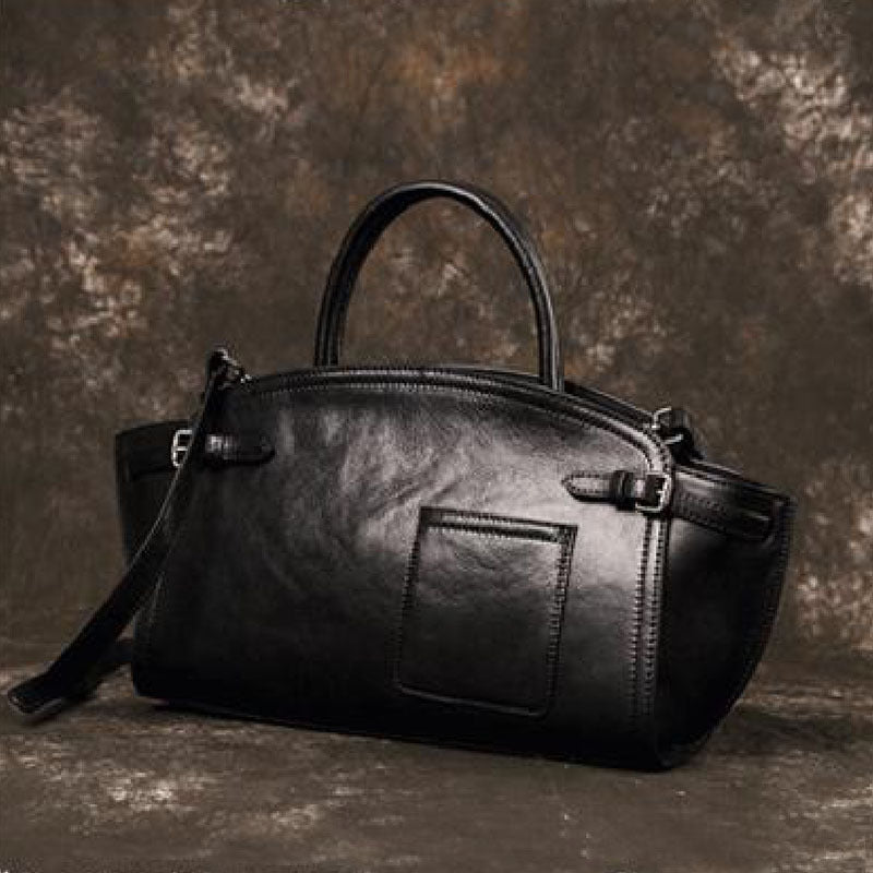 GOKA & MESCHÉ Premium Leather Tote Handbag – Top-Grain Leather with Classic Side Buckle Design (G-&-M Collection)