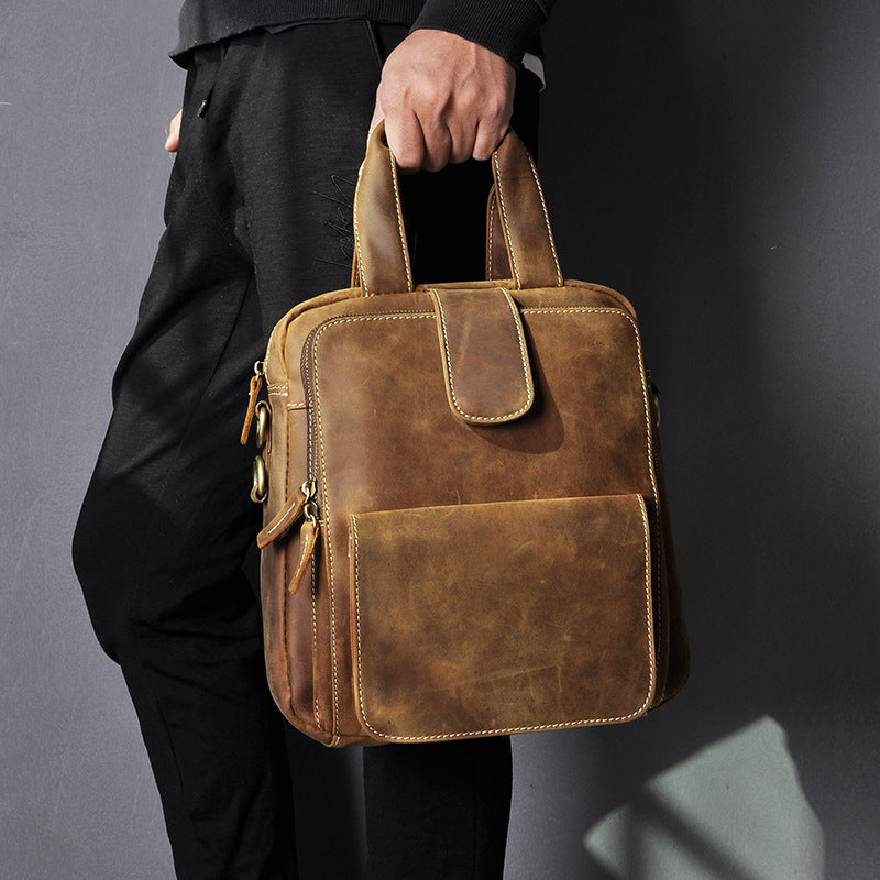 Full Grain Leather Side Strap cross body Unisex Bag