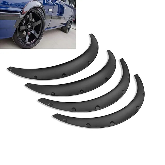Set of 4 Universal ABS + Fiberglass Fender Wheel Arch Flare Extensions – New School Wide Car Bumper Kit