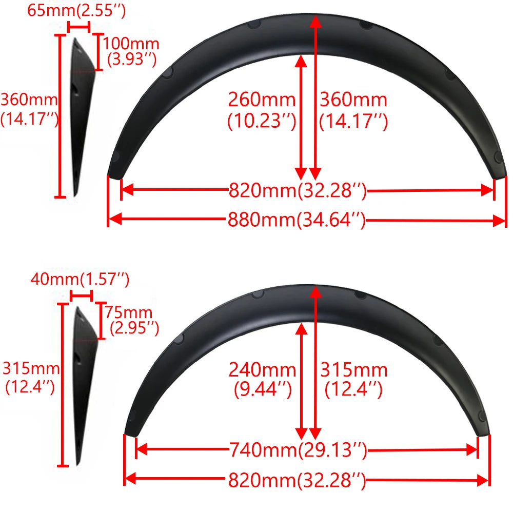 Set of 4 Universal ABS + Fiberglass Fender Wheel Arch Flare Extensions – New School Wide Car Bumper Kit