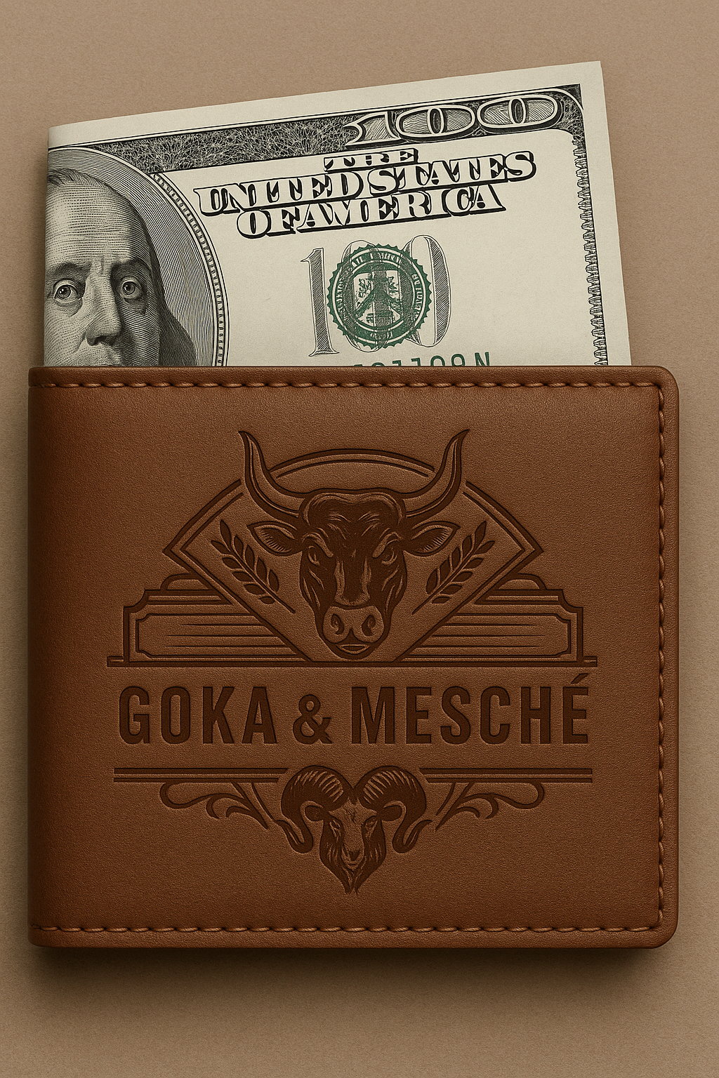 GOKA & MESCHÉ Signature Full-Grain Premium Leather Wallet – Embossed Logo, Timeless Luxury