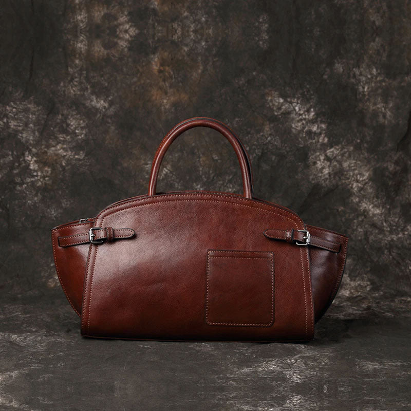 GOKA & MESCHÉ Premium Leather Tote Handbag – Top-Grain Leather with Classic Side Buckle Design (G-&-M Collection)