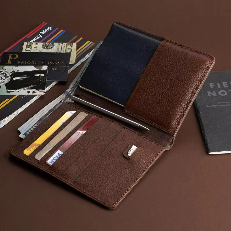 GOKA & MESCHÉ Luxury RFID Blocking Leather Passport Holder – Slim Travel Wallet for Men & Women (Customizable)