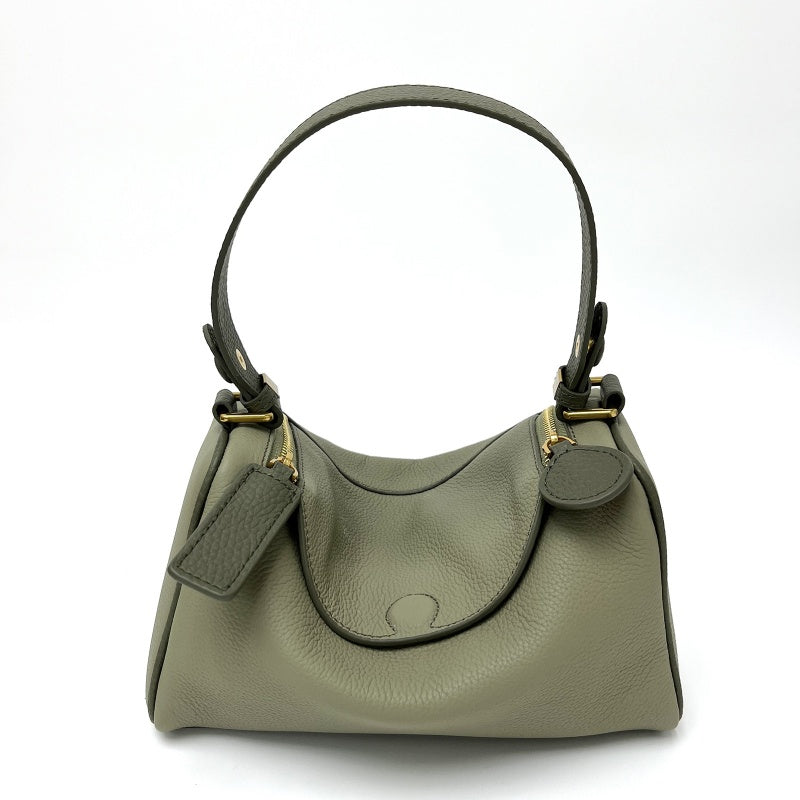 GOKA & MESCHÉ Luxury Pebbled Leather Hobo Shoulder Bag – Tan Top-Grain Leather with Gold Hardware (24 x 11 x 15 cm)