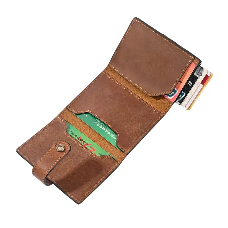 GOKA & MESCHÉ Folding Buckle Card Holder Wallet – Compact Leather Wallet with Secure Closure