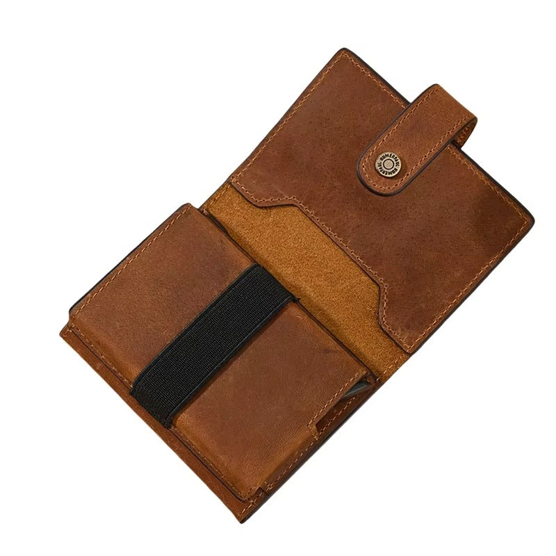 GOKA & MESCHÉ Folding Buckle Card Holder Wallet – Compact Leather Wallet with Secure Closure
