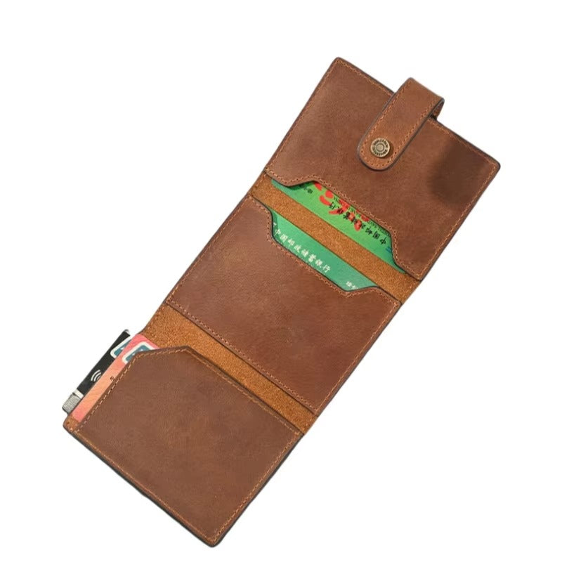 GOKA & MESCHÉ Folding Buckle Card Holder Wallet – Compact Leather Wallet with Secure Closure