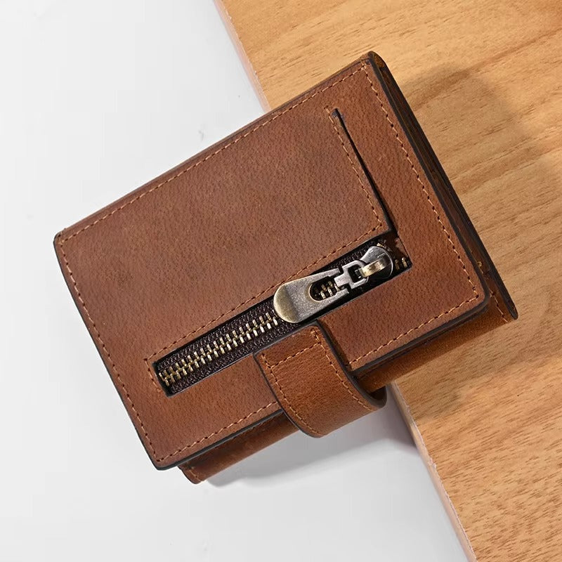 GOKA & MESCHÉ Folding Buckle Card Holder Wallet – Compact Leather Wallet with Secure Closure