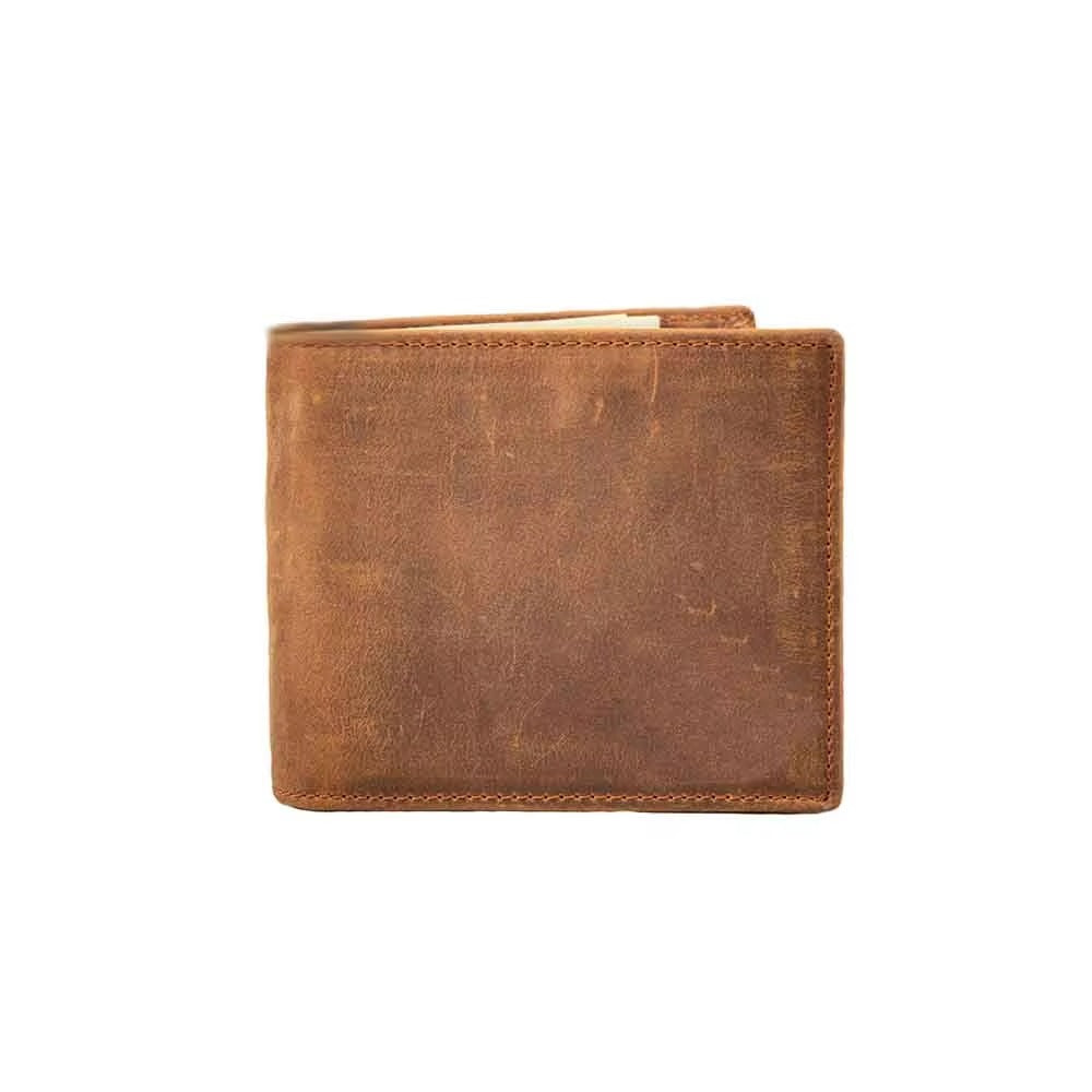 GOKA & MESCHÉ Brown Full-Grain Genuine Leather Short Men’s Wallet – Compact Bifold Card Holder