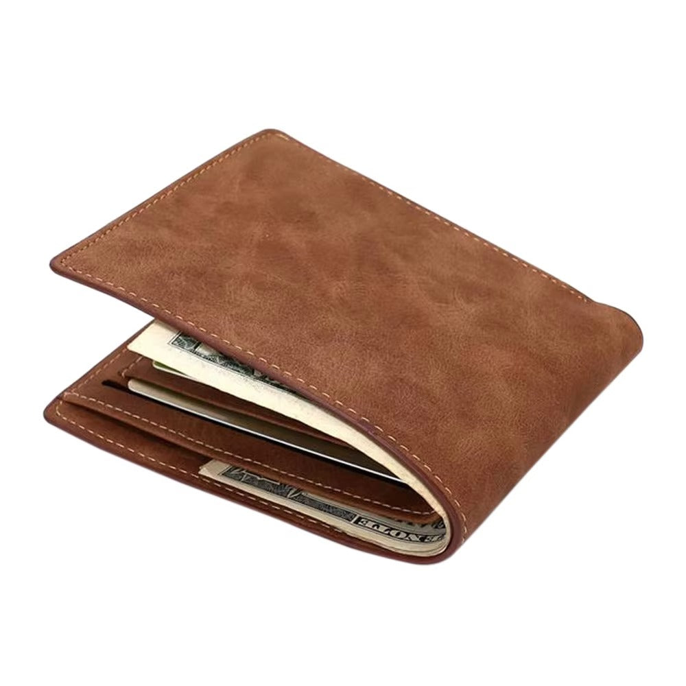 GOKA & MESCHÉ Brown Full-Grain Genuine Leather Short Men’s Wallet – Compact Bifold Card Holder