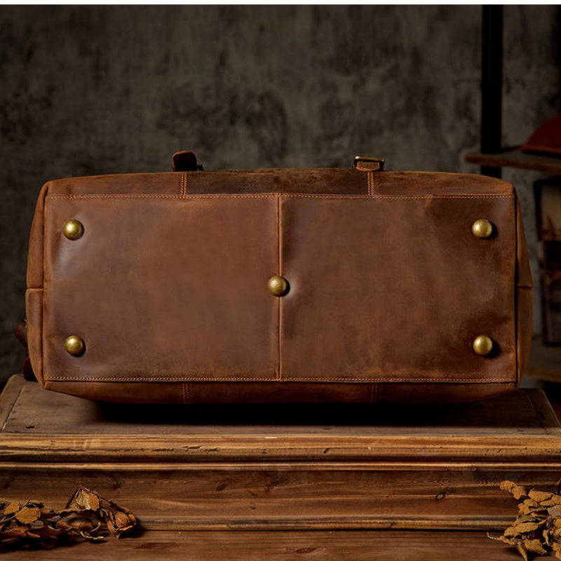 GOKA & MESCHÉ Adventure Duffel – Rugged Canvas & Leather Trim Travel Organizer Bag (Brown)